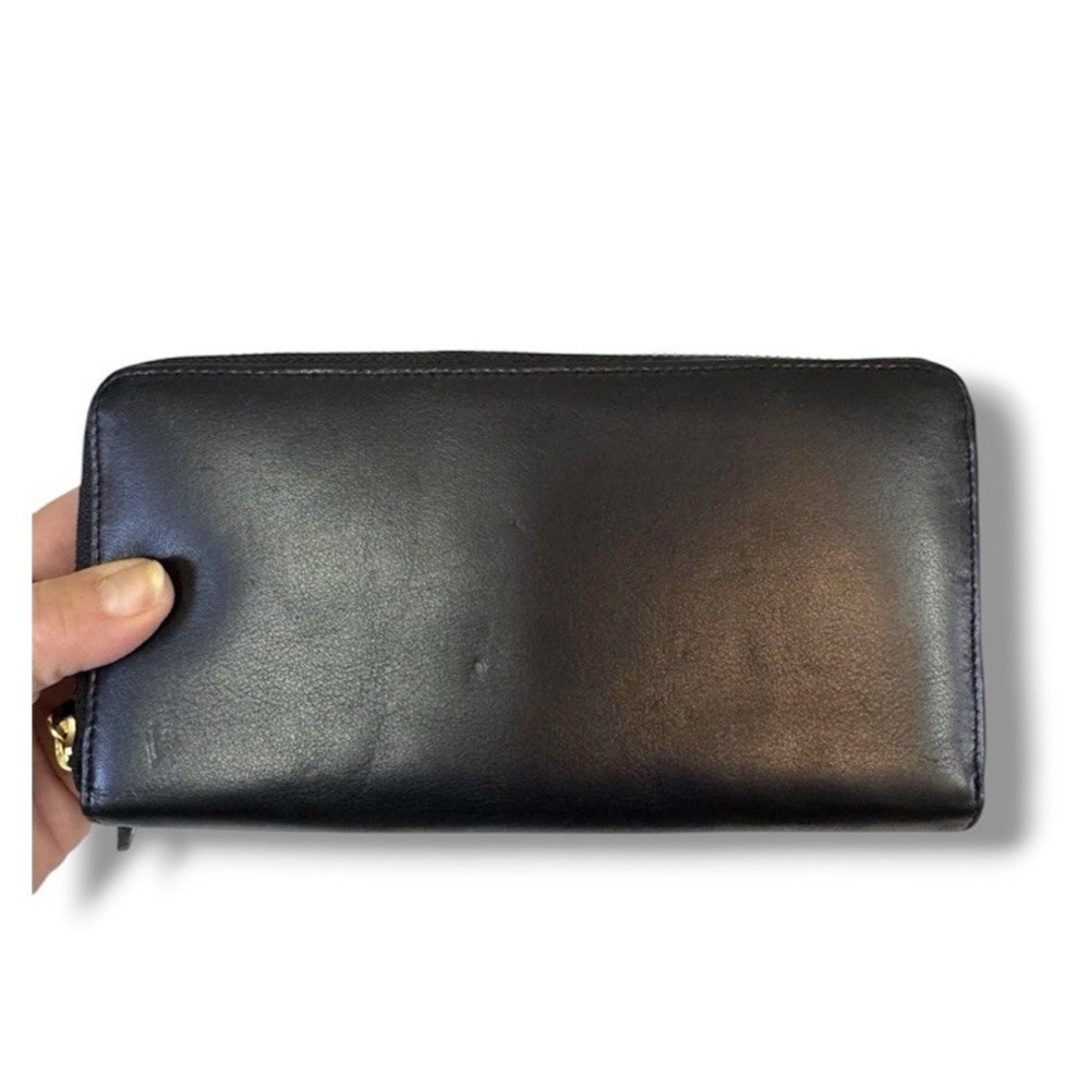 Hobo International Black Leather Dbl Zip Wallet Y2K Clutch Carry All Checkbook